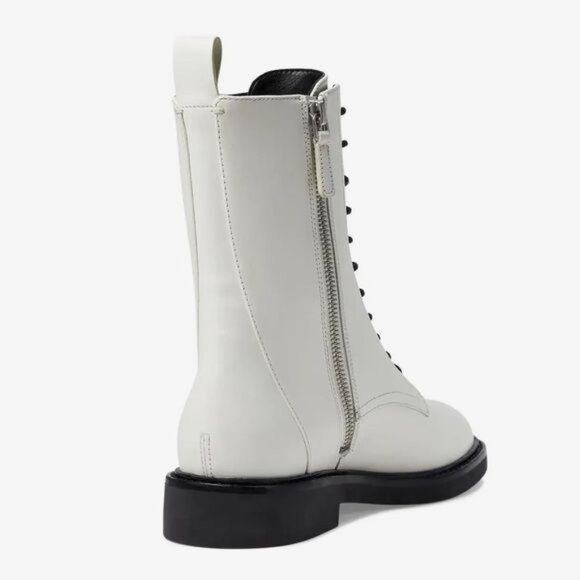 NWOB Tory Burch Double-T Croc Embossed Combat Boot in Blanc Size 7.5 - Picture 11 of 15